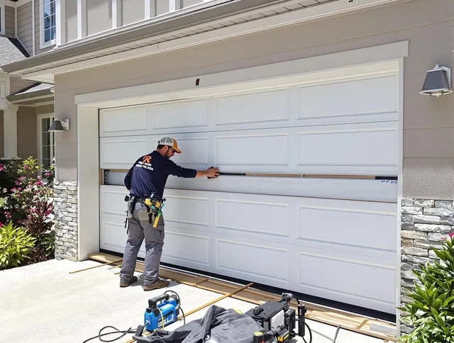 Burrillville Garage Door Repair team performing complete garage door replacement at Burrillville residence