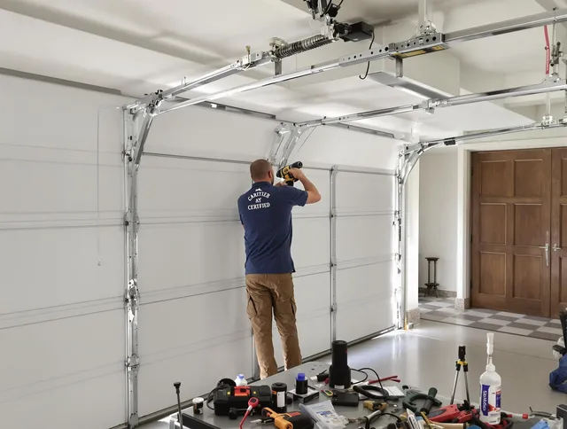 Burrillville Garage Door Repair certified technician performing precision garage door repair in Burrillville