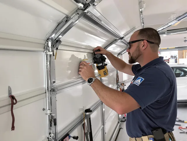 Burrillville Garage Door Repair technician quieting a noisy garage door in Burrillville
