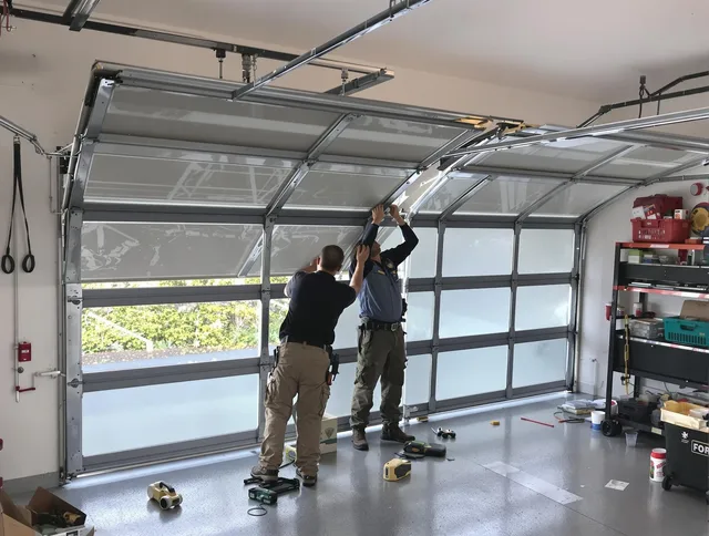 Burrillville Garage Door Repair expert performing precise panel replacement on Burrillville garage door